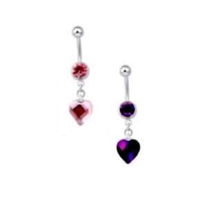 NEW Purple | Pink Rhinestone Heart Dangle Belly Rings